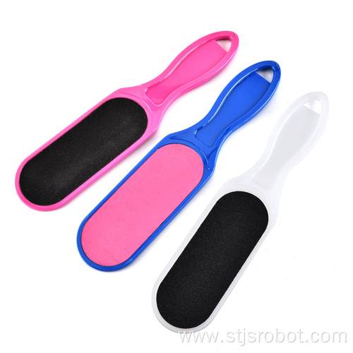 Portable plastic handle double foot flat file exfoliating skin foot rub multi-function pedicure spats tools